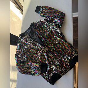 Multicolor Sequin Bomber Jacket